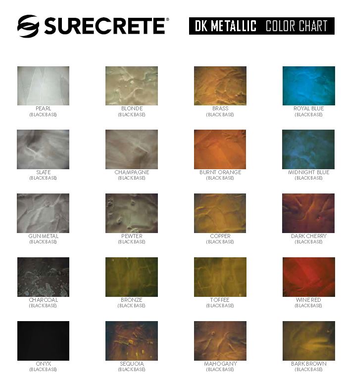metallic. surecrete color chart. 