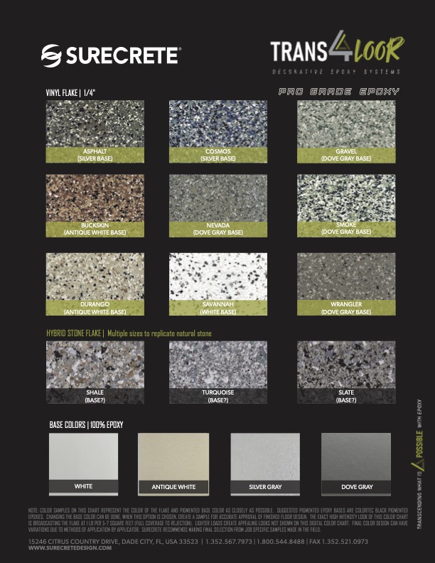 Trans4loor Flake Color Chart